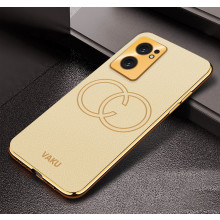 Vaku ® OnePlus Nord CE 2 5G Skylar Leather Pattern Gold Electroplated Soft TPU Back Cover