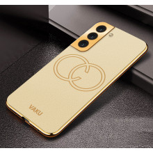 Vaku ® Samsung Galaxy S22 Skylar Leather Pattern Gold Electroplated Soft TPU Back Cover