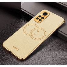 Vaku ® Xiaomi Redmi Note 11s Skylar Leather Pattern Gold Electroplated Soft TPU Back Cover