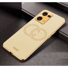 Vaku ® Oppo F21 Pro Skylar Leather Pattern Gold Electroplated Soft TPU Back Cover
