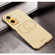 Vaku ® Oppo A76 4G Skylar Leather Pattern Gold Electroplated Soft TPU Back Cover