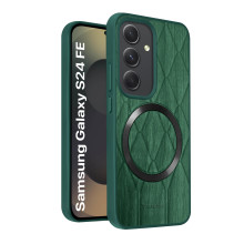 Vaku ® Samsung Galaxy S24 FE Diamond Plume Pattern Magnetic Magsafe Matte Soft-Touch Texture Back Cover