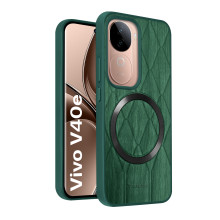 Vaku ® Vivo V40e 5G Diamond Plume Pattern Magnetic Magsafe Matte Soft-Touch Texture Back Cover