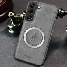 Vaku ® Samsung Galaxy S21 FE Astrid Luxury PU Leather Electroplated Magnetic Magsafe Shockproof Bumper Protective Back Cover