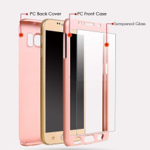 Vaku ® Samsung Galaxy J5 Prime 360 Full Protection Metallic Finish 3-in-1 Ultra-thin Slim Front Case + Tempered + Back Cover