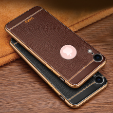 Vaku ® Apple iPhone XR Leather Stitched Gold Electroplated Soft TPU Back Cover