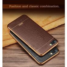 VAKU ® OPPO A57 European Leather Stitched Gold Electroplated Soft TPU Back Cover