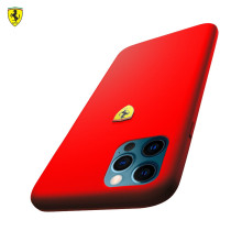 Ferrari ® For Apple iPhone 12 Pro Max Liquid Silicon Velvet-Touch Silk Finish Shock-Proof Back Cover