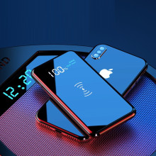 Vaku ® Glassia Series Wire-less Charging PowerBank ABS Body With Digital Display High Power 15,000 mAh Dual-USB Output Power Bank