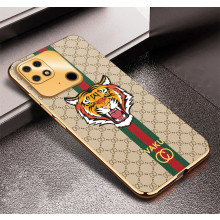Vaku ® Xiaomi Redmi 10 4G Lynx Leather Stitched Gold Electroplated Soft TPU Back Cover Case