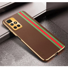 Vaku ® Xiaomi Redmi 10 Prime Felix Line Leather Stitched Gold Electroplated Soft TPU Back Cover Case