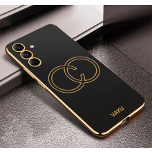 Vaku ® Samsung Galaxy S23 FE Skylar Leather Pattern Gold Electroplated Soft TPU Back Cover