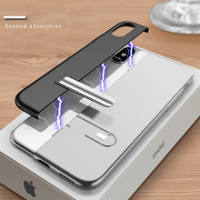 Vaku ® Apple iPhone X / XS Iron-Man Series Auto-Fit Magnetic Technology Strong & Light Metallic Aluminum Case with Inbuilt Kickstand + Tempered Glass Back Cover