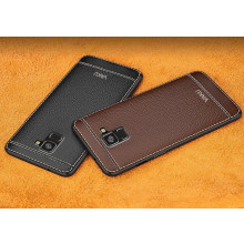 Vaku ® Samsung Galaxy A8 Plus Leather Stitched Gold Electroplated Soft TPU Back Cover