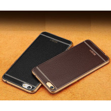 VAKU ® OPPO A57 Leather Stitched Gold Electroplated Soft TPU Back Cover
