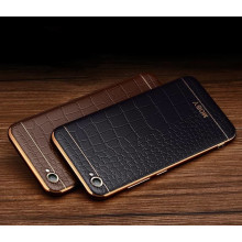 VAKU ® OPPO F1S European Leather Stitched Gold Electroplated Soft TPU Back Cover