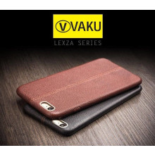 Vaku ® VIVO V5 / V5s Lexza Series Double Stitch Leather Shell with Metallic Logo Display Back Cover