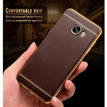Vaku ® Samsung Galaxy A5 (2017) Leather Stitched Gold Electroplated Soft TPU Back Cover