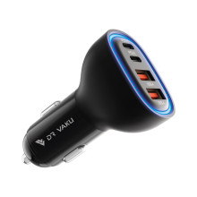 DR VAKU ® NOARVOLT 88W Car Charger Fast Charging 4-Port Dual 2X 35W Type C PD PPS + 2X 18w QC 3.0 USB For iPhone 17/16/15/14/13 etc, Samsung All Series, Tablets, & Android Smartphones