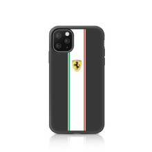 Ferrari ® Apple iPhone 11 Pro Max Liquid Silicon with Contrast White Stripe Velvet-Touch Silk Finish Shock-Proof Back Cover