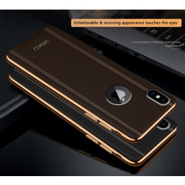 VAKU ® For Apple iPhone X / XS Classic Leather Gold Electroplated Soft TPU Back Cover