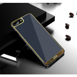 VAKU ® Apple iPhone 7 Plus Colored Carbon Fiber with Golden Electroplated layering hard PC Back Cover