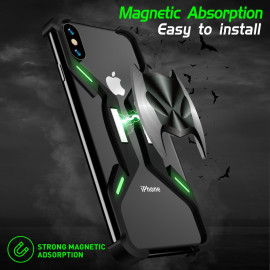 Vaku ® Apple iPhone X / XS Luminous Batmask Magnetic Metal Shock-Proof Anti-Fall Bumper Back Cover