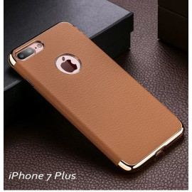 Vaku ® Apple iPhone 7 Plus Altrim Grained Leather Ultra-thin Metal Electroplating Splicing PC Back Cover
