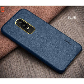 Vaku ® OnePlus 6 Lexza Series Double Stitch Leather Shell with Metallic Camera Protection Back Cover
