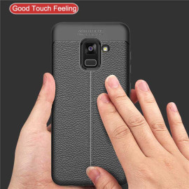 Vaku ® Samsung Galaxy A8 Plus Kowloon Double-Stitch Edition Silicone Leather Texture Finish Ultra-Thin Back Cover