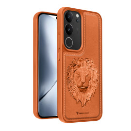 Vaku ® Vivo V29 5G Lion Embossed Luxury Designer Leather Protective Back Cover Case