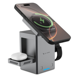 Vaku Luxos ® Autopod 3in1 Wireless Charger Qi2 Certified 23W MagSafe Touch To Unfold Charging Stand For iPhone 16/16 Plus/16 Pro/16 Pro Max,15/14/13/12 Series, AirPods 2/3/Pro Series 9/4/SE