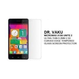 Dr. Vaku ® Micromax A106 Unite 2 Ultra-thin 0.2mm 2.5D Curved Edge Tempered Glass Screen Protector Transparent