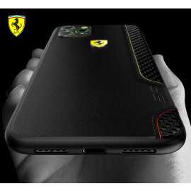Ferrari ® Apple iPhone 11 Pro ON TRACK Racing Shield Rubber Soft Carbon Fiber Back Cover
