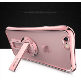 MeePhone ® For Apple iPhone 8 Metal Electroplated Bumper with FullView Transparent Finish + inbuilt Kickstand Back Cover
