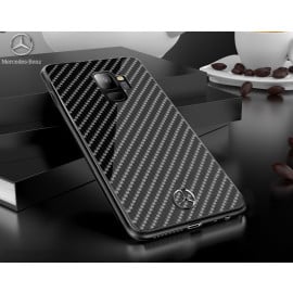 Mercedes Benz ® Samsung Galaxy S9 Classy Carbon Fiber Raven leather Back Cover