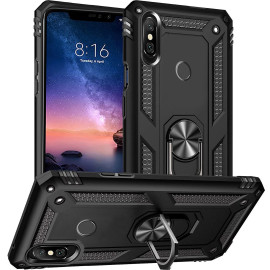 Vaku ® Xiaomi Redmi Note 6 Pro Hawk Ring Shock Proof Cover with Inbuilt Kickstand