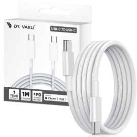 DR VAKU Nylon Braided Type C To Type C Cable For iPhone 16/16 Plus/16 Pro/16 Pro Max, 15 Series, Samsung Galaxy S25/S24/S23/S22/S21 Fe, Macbook, Laptop & Other Android Devices