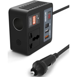 DR VAKU® VoltDrive Neo 5in1 200 Watt Car Laptop Charger Fast Charging/Car Power Inverter Portable,12V DC to 220V AC Socket Converter (1x 3Pin Plug, 2X USB, 1x 30W PD) for Laptop, Mobile & Others