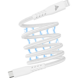 Vaku Luxos® SNAPPY Magnetic Auto-Fold Original iPhone Charger Cable Type C to Lightning Connector Fast Charging (mfi-certified), Nylon Braided for iPhone 14/ iPhone 13/ iPhone 12/ iPhone 11 & ios