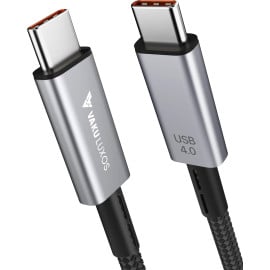 Vaku Luxos® BLAZE 1.5M 240W USB4 Type-C to Type-C Data Cable, Thunderbolt-4 40Gbps High-Speed Data Transfer, Upto 8K@60Hz Type C Display Compatible with iPhone 16, 15, Galaxy S25, S24, S23, Tablet, Laptop, eGPU