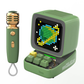 Divoom ® Ditoo-Mic Mini Karaoke Machine Pixel Art Bluetooth Speaker RGB Keyboard and Pixel Display Desktop Decor, Different Sound Modes