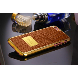 Vaku ® Apple iPhone 6 / 6S Premium Crocodile Leather Gold Electroplated Back Cover