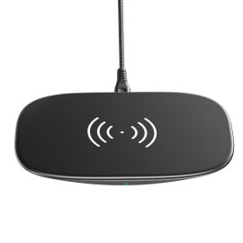 VAKU ® 15W Max Qi-Certified Fast Wireless Charging Matte Pad Compatible with iPhone 12/12Pro/12ProMax/11/11Pro/S21/S20Plus/etc. - Black