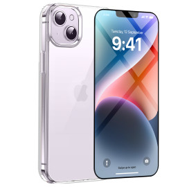 Vaku Luxos ® 2In1 Combo Apple iPhone 14 Plus Glassy Clear TPU Shockproof  Cover with 3D Tempered Glass