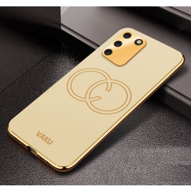 Vaku ® Samsung Galaxy S10 Lite Skylar Leather Pattern Gold Electroplated Soft TPU Back Cover