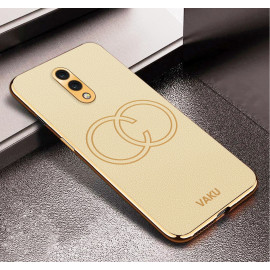 Vaku ® Oneplus 7 Skylar Leather Pattern Gold Electroplated Soft TPU Back Cover