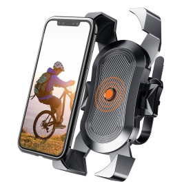 eller santé ® Phone Mount, One-Touch Release Bike Phone Holder, Anti Shake and Stable 360° Rotation Cell Phone Bicycle/Motorcycle Handlebar Mount -Black
