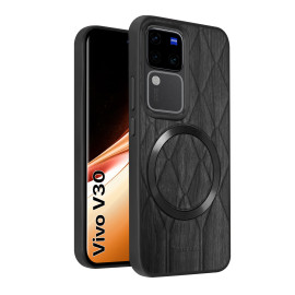 Vaku ® Vivo V30 5G Diamond Plume Pattern Magnetic Magsafe Matte Soft-Touch Texture Back Cover