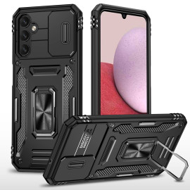 Vaku ® Samsung Galaxy A15 5G Aegis Armor Slide Camera Protection Magnetic Ring Holder Kickstand Back Cover